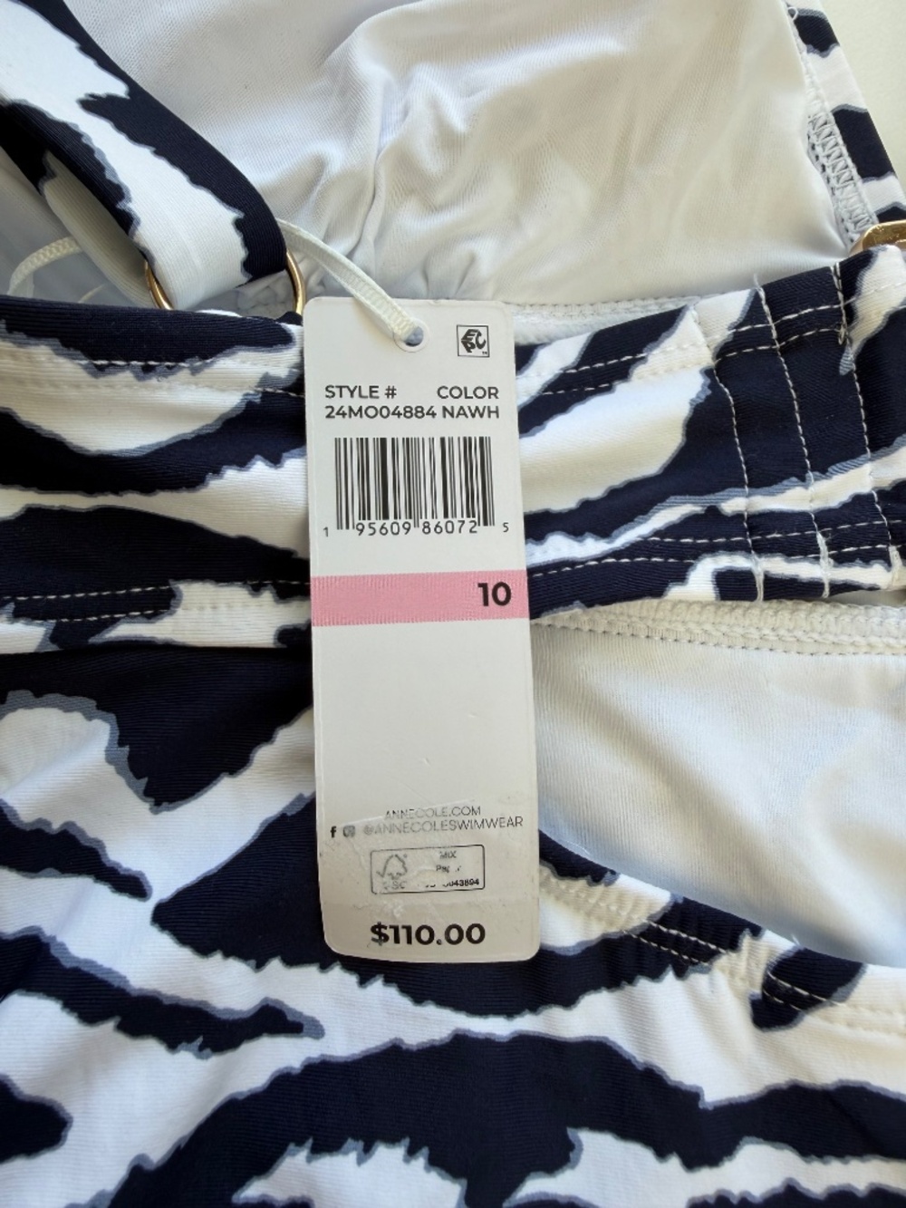 Anne Cole Women's Zebra Print Shirred V Neck Cutout Back One Piece Swimsuit - Picture 6 of 14